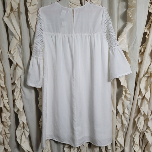 NWT Corey Lynn Calter White Dawn Lace Swing Dress MP Trumpet Sleeves Tencel - Picture 9 of 16